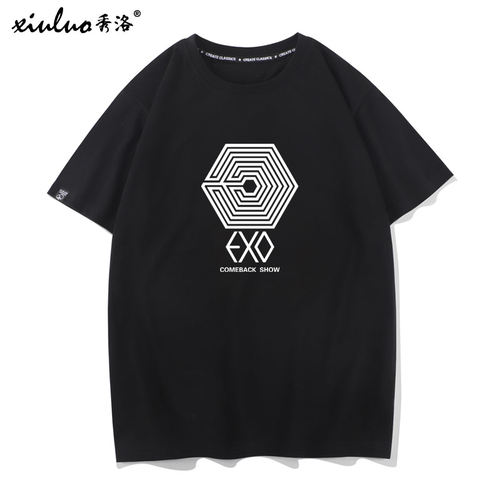 秀洛字母周边短袖T恤男女印花服情侣装衣服体恤半袖EXO打底衫
