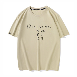 秀洛do u love me你爱不爱我恶搞搞笑文字英文半袖夏新款短袖T恤