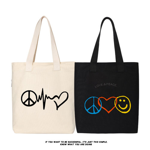秀洛反战爱心love peace爱和平帆布包学生书包购物袋手提袋手拎袋