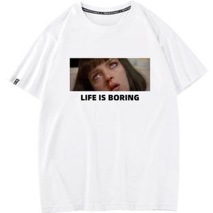 秀洛美国电影低俗小说Pulp Fiction短袖男女T恤棉打底衫体恤