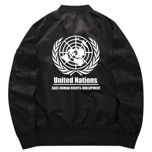 秀洛联合国维和周边衣服男士卫衣棉服加绒加厚飞行夹克男外套衣服