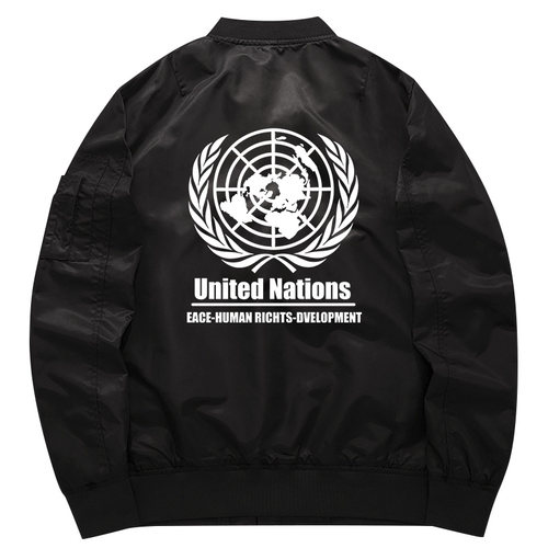 秀洛联合国维和周边衣服男士卫衣棉服加绒加厚飞行夹克男外套衣服