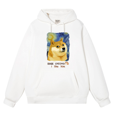 秀洛CHEEMS丧系秋田柴犬废柴狗子连帽卫衣春秋款休闲男宽松上衣服