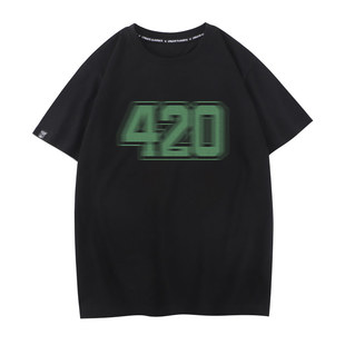 秀洛wassup 420幻影短袖T恤男女潮流打底衫半袖纯棉宽松大码衣服
