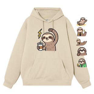 秀洛疯狂动物城闪电树懒卡通趣味图案连帽卫衣情侣装衣服外衣加绒