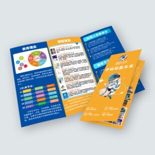 少儿编程思维课春季寒假招生简章三折页宣传手册DM单定制设计印刷