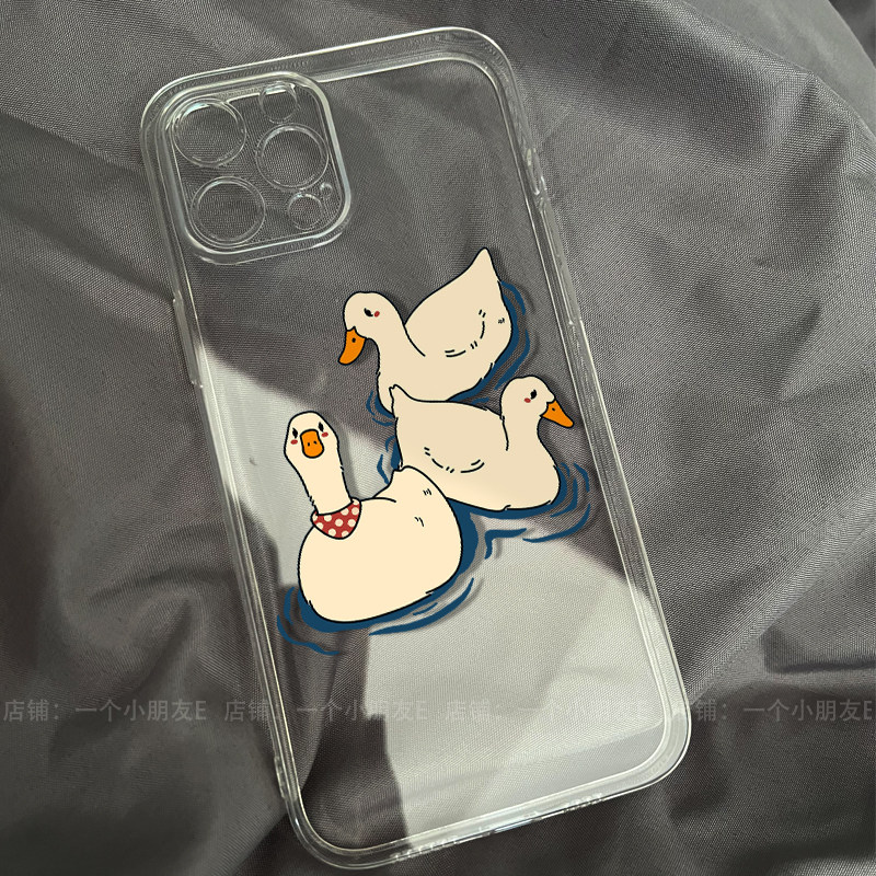 小鸭子硅胶防摔苹果12卡通8plus