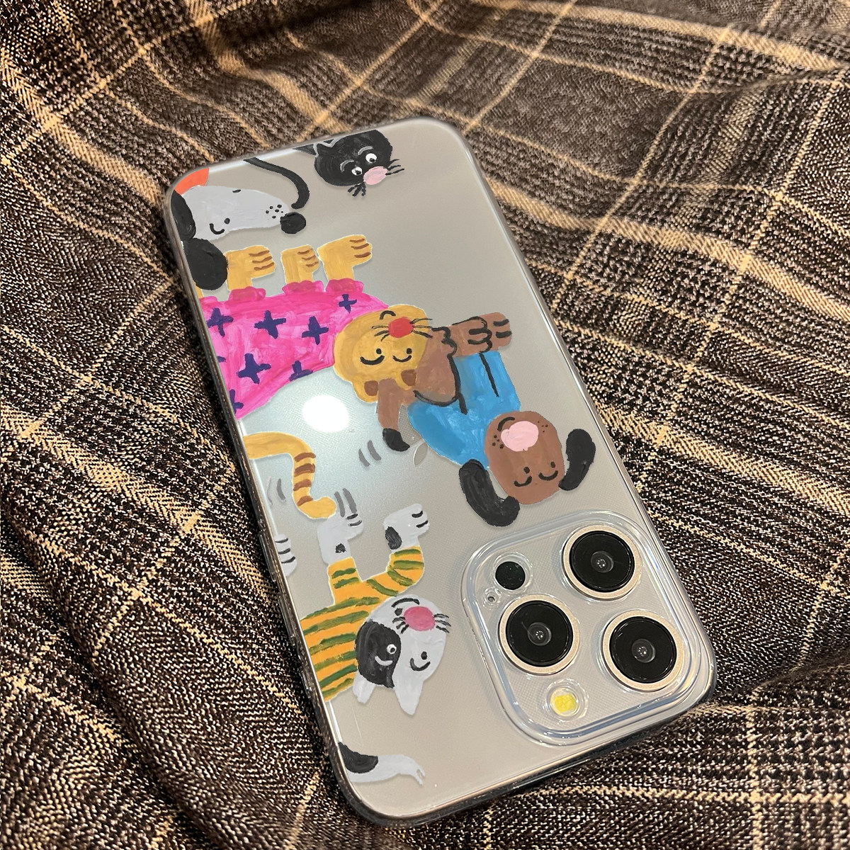 适用于苹果12ProMax手机壳透明硅胶软iphone15/14Plus/13mini可爱卡通小狗猫咪xsmax/8P/xr女新款呆萌