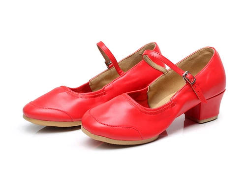 Летние туфли, красная обувь, современные танцующие сандалии, мягкая подошва, из натуральной кожи