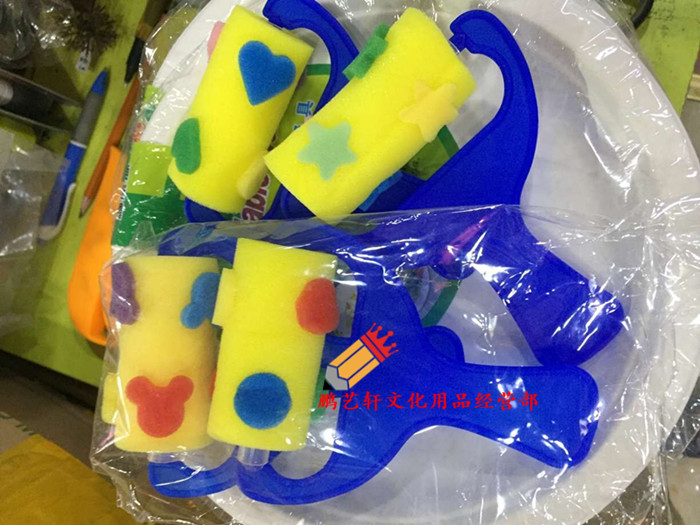 包邮海绵滚轮套画刷-印章-颜料滚筒-滚筒画画幼儿园早教涂鸦美术