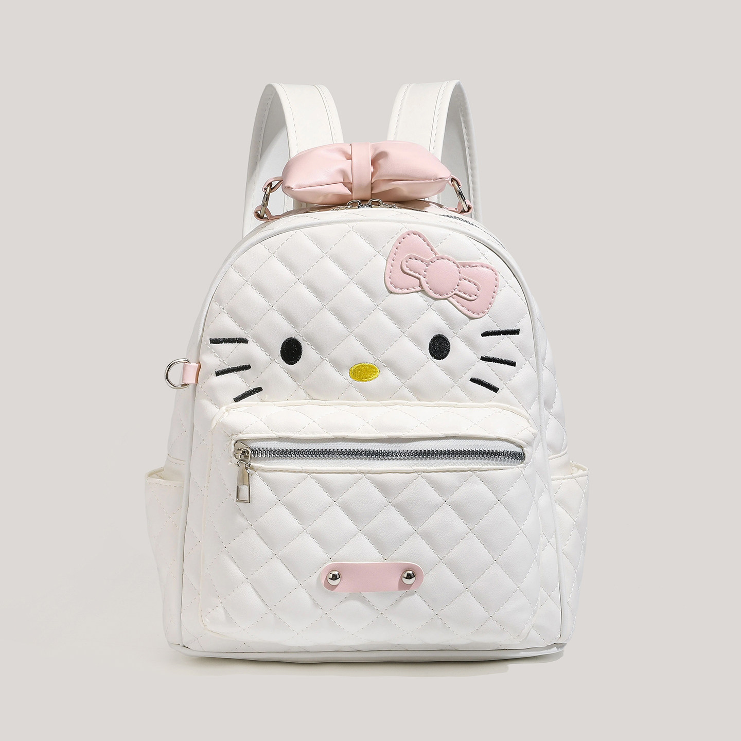 HelloKitty可爱卡通双肩包包女2026新款高级感大容量菱格通勤背包图片