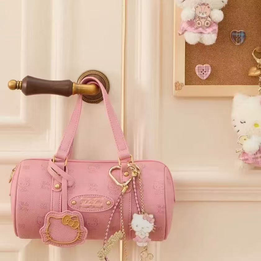 名创同款hellokitty波士顿圆筒包包新品可爱包包手提斜挎包包
