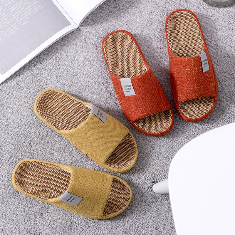 亚麻凉拖鞋女夏季室内静音木地板家居情侣四季拖鞋男士防滑不臭脚