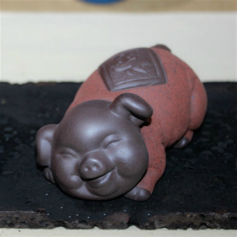 雅馨  宜兴紫砂茶宠摆件精品 可养手工茶玩茶具茶桌配件福猪茶宠