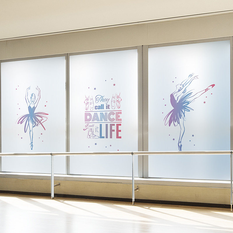 可定制磨砂玻璃贴膜透光不透明芭蕾舞蹈艺术培训教室窗户玻璃贴纸