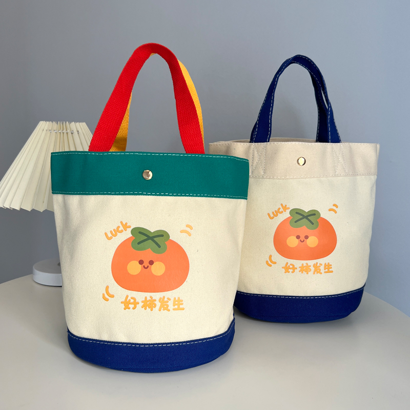 手提包水桶包女包小包包帆布包拼接妈咪包饭盒袋便当包定制印logo