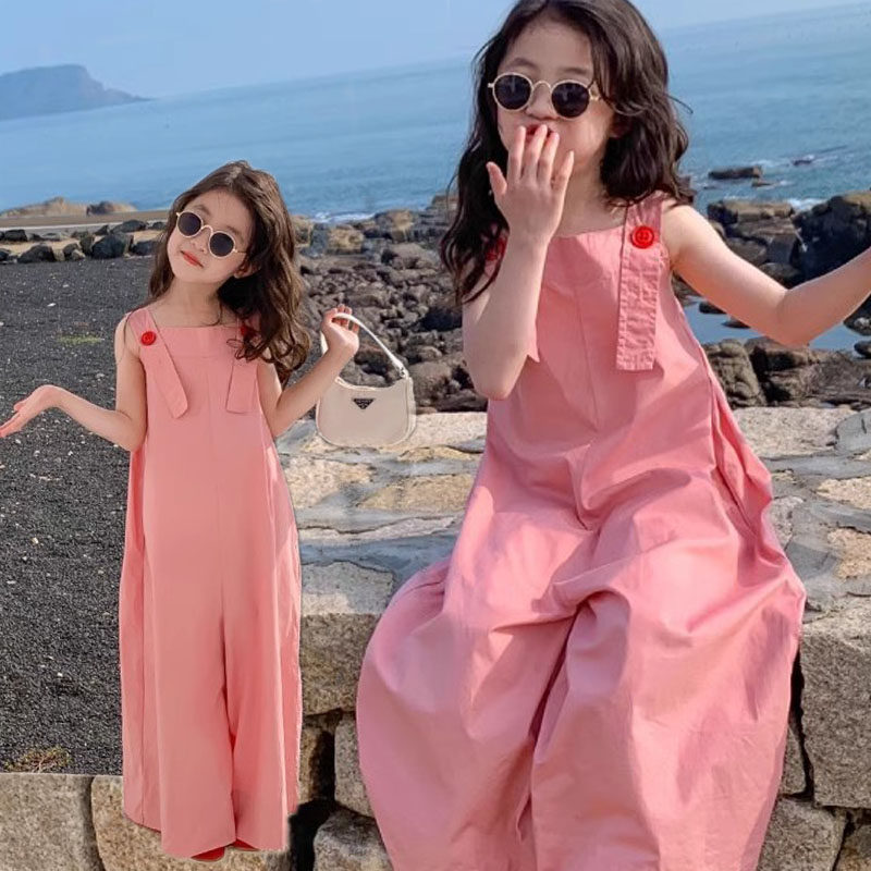 2026夏季新款炸街阔腿裤女童薄款儿童女宝宝洋气时髦宽松背带裤子