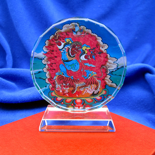 YC8012精品藏地忿怒莲师水晶唐卡像佛堂摆台法会纪念礼品定制摆件