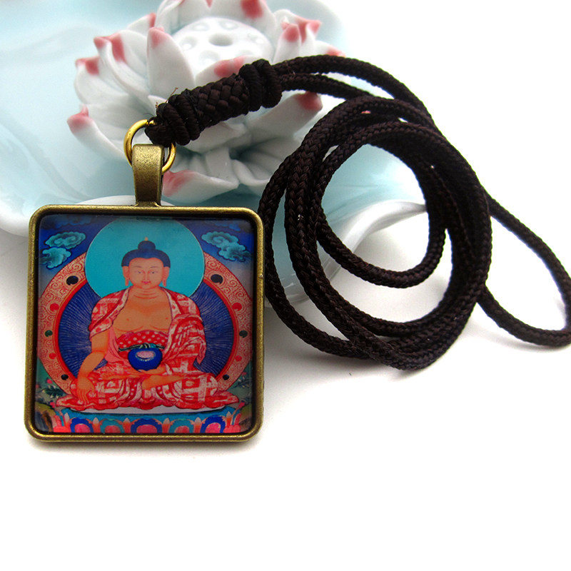 YC3043精品释迦牟尼佛唐卡古青铜合金佛牌吊坠藏地法会结缘小挂坠