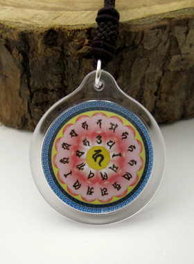 YC337新款透明亚克力地藏菩萨唐卡心咒藏地法会双面佛像吊坠定制