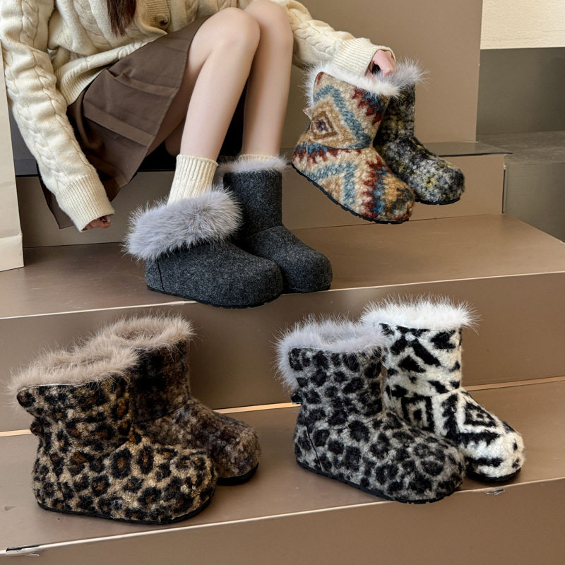 潮流韩版毛毛鞋女2025冬新款外穿一脚蹬加绒懒人鞋外穿勃肯棉靴子,女鞋,时尚雪地靴,淘宝优惠券,粉丝福利购,淘宝优惠卷
