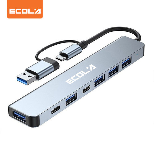 宜客莱（ECOLA）HUB37 USB3.0分线器 7口HUB扩展坞集线器双头