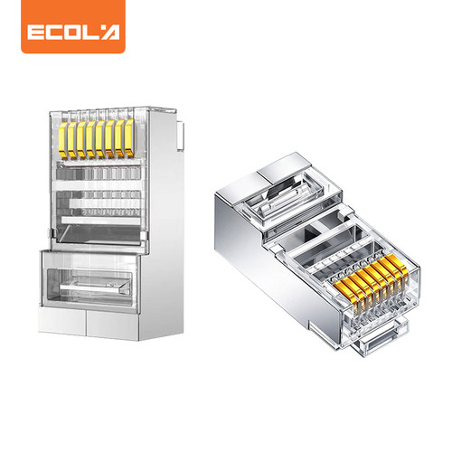 宜客莱（ECOLA)CB3-R6F RJ45六类网络水晶头8P8C单屏蔽1U铁壳镀镍
