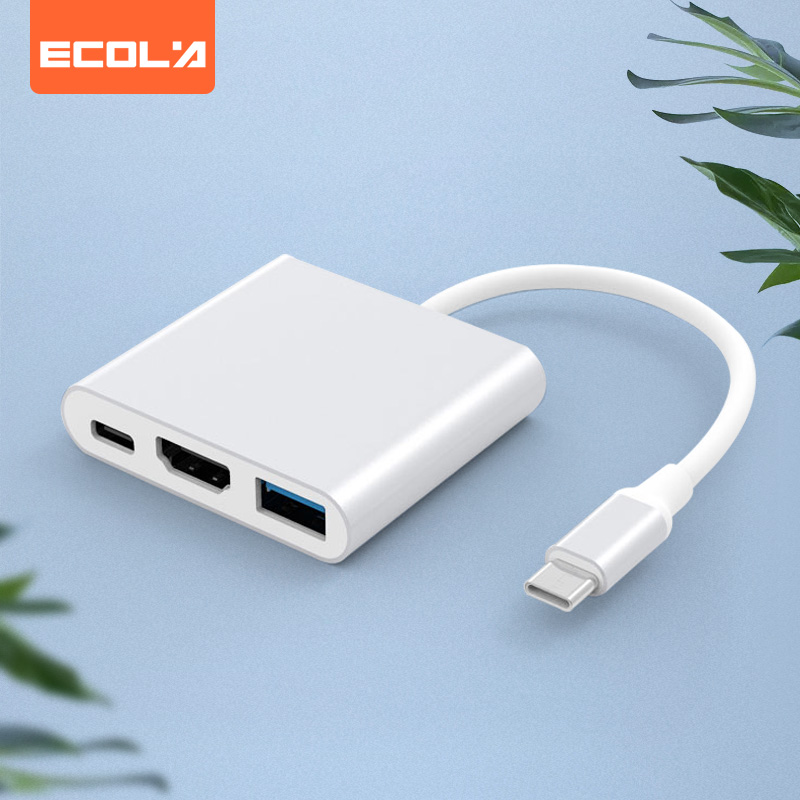 宜客莱（ECOLA）多功能拓展坞TYPE-C转USB分线器/HDMI/PD充电三合一 CB-A051SV 银色