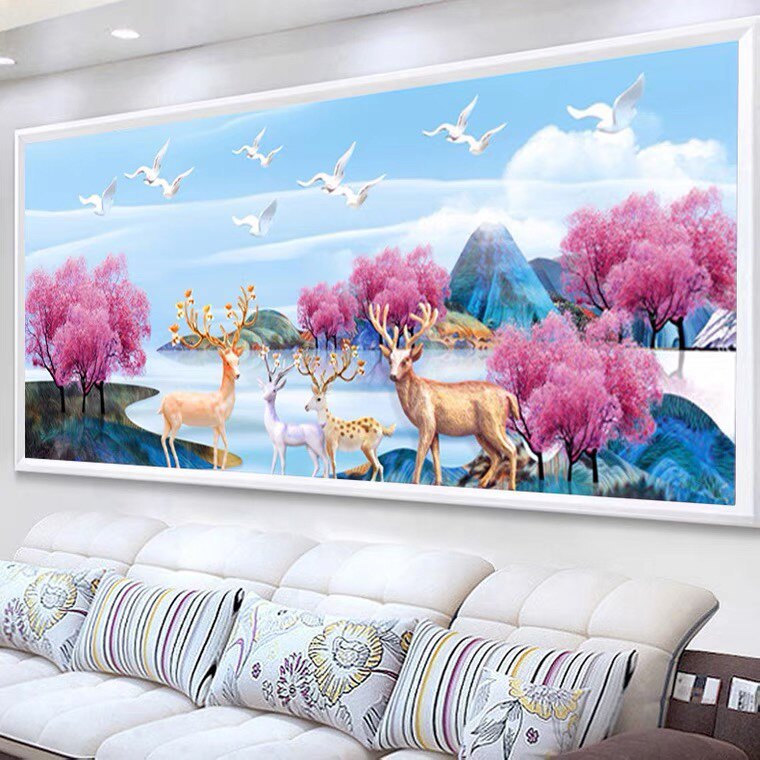 2026新款客厅发财鹿家和万事兴满钻钻石画十字绣现代家用大幅挂画