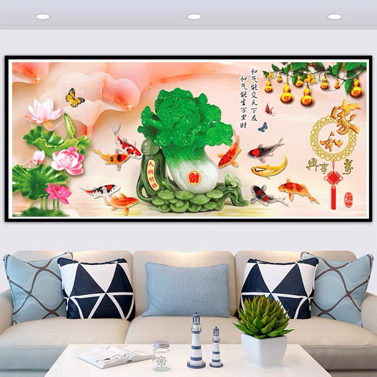 2026新款客厅家和富贵百财纳福5D钻石画十字绣现代家用大幅风景图