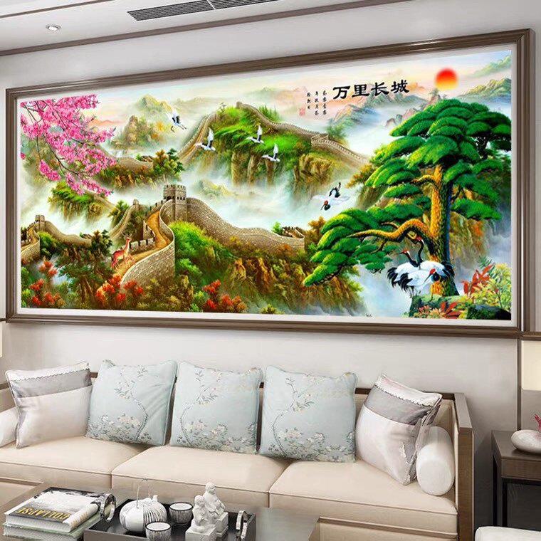 2026新款客厅卧室满钻万里长城钻石画十字绣现代家用山水风景大图
