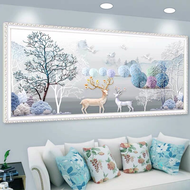 2026新款客厅卧室 发财麋麋5D钻石画十字绣现代家用北欧大幅挂画