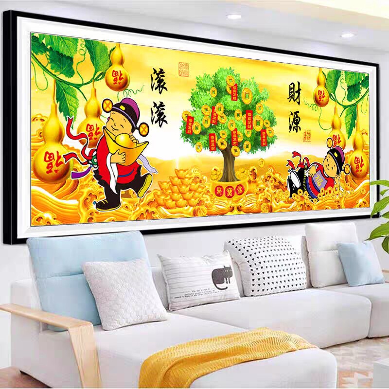 2026新款高端轻奢家居商铺满钻财源滚滚钻石绣现代大幅风景画手工