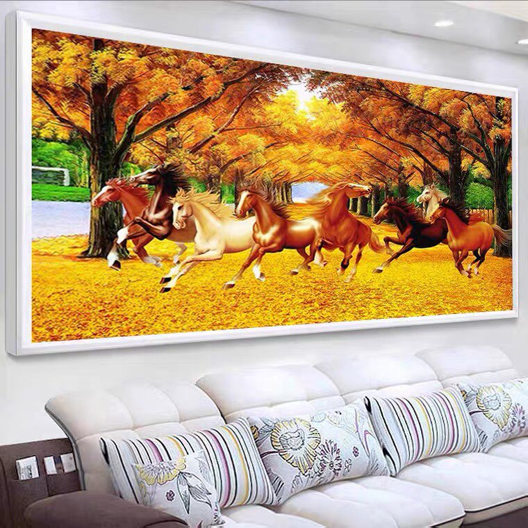 2026新款客厅办公室黄金版马到成功满钻钻石画十字绣现代大幅挂画