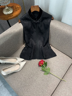 AURORA扣人心扉的美~篙奢品 优雅气质国风复古琵琶盘扣提花马甲女