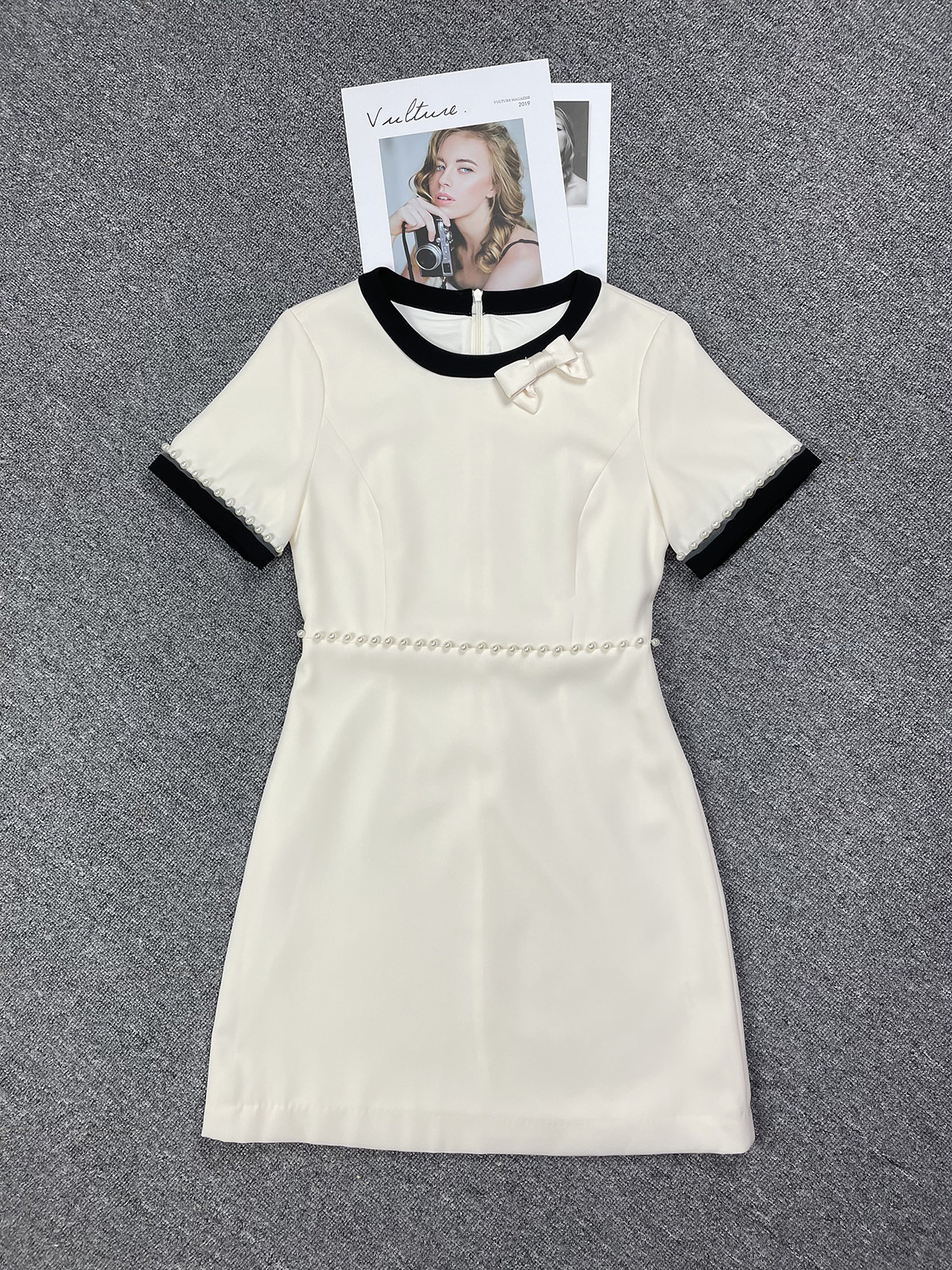 涤纶包邮纯色通勤蝴蝶结A字裙