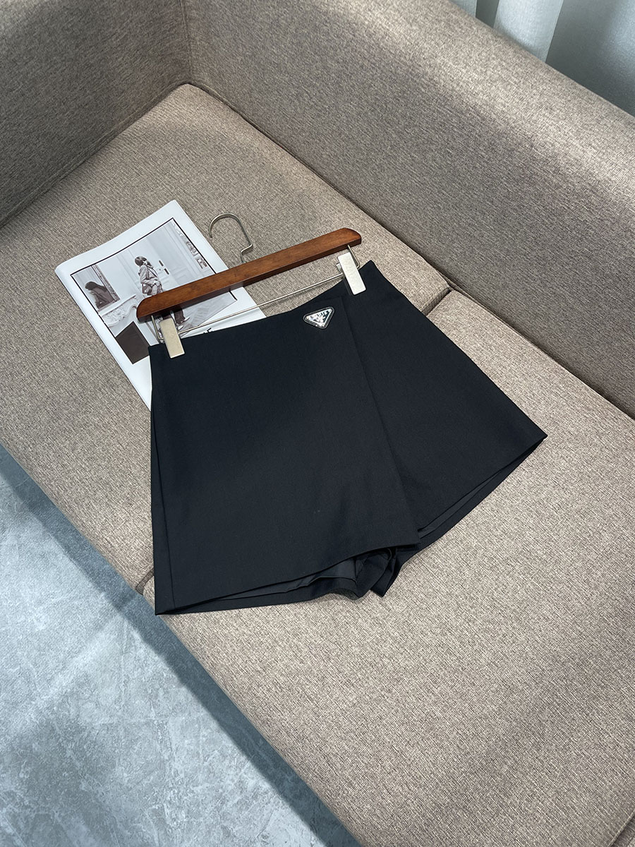 高腰通勤百搭短款假两件裙裤