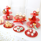 婚礼甜品台装 饰红色新年蛋糕摆件展示架宝宝生日布置一次性蛋糕架
