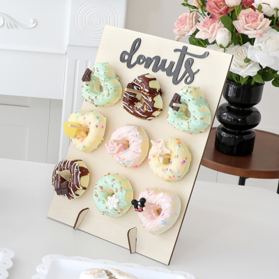 木质甜甜圈展示架装饰摆台