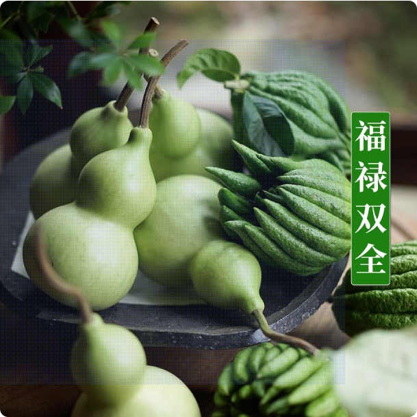 新鲜葫芦青皮葫芦翡翠绿葫芦文玩干花摆件禅意佛台桌面摆放直发