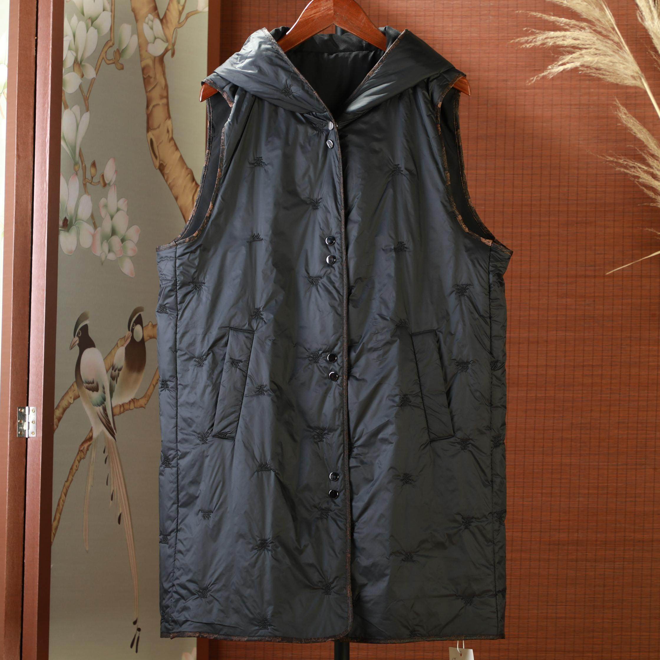 新中式国风 休闲款 长款棉服马甲 2421-1