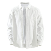 日系简约清新长袖 百搭文艺休闲宽松上衣 时尚 衬衫 男士