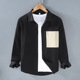 男式 秋季 外套上衣 时髦高价撞色设计口袋长袖 开襟衬衫 新款 男装