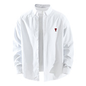 长袖 衬衫 男士 日系刺绣新款 时尚 百搭文艺休闲宽松上衣