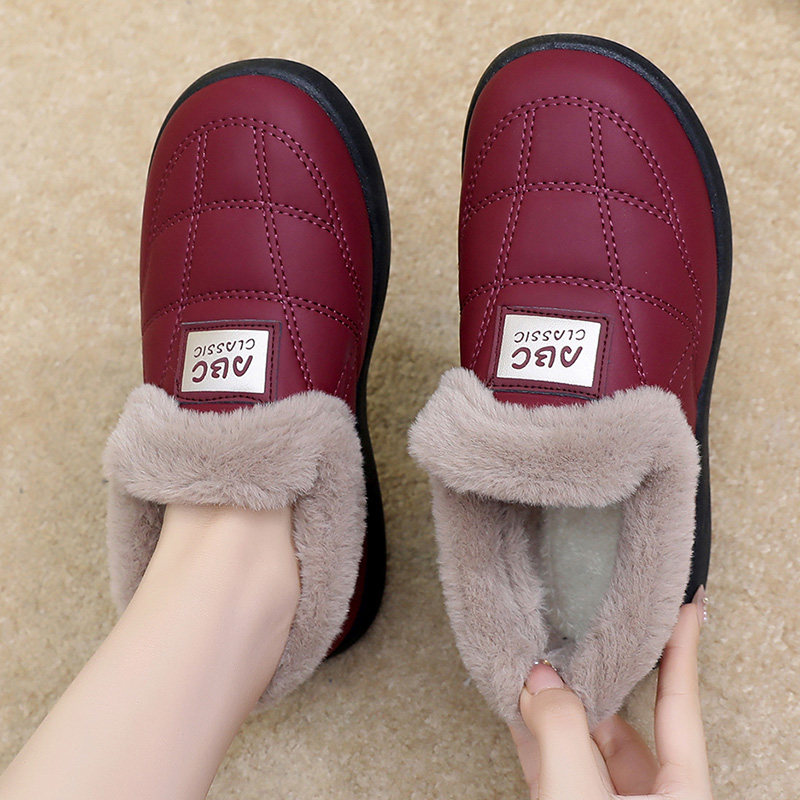 冬季新款女棉鞋加绒加厚保暖妈妈鞋豆豆防滑平底中老年防寒雪地靴