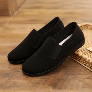 老北京黑布鞋男透气聚氨酯中老年黑色黑底工作鞋社会休闲鞋爸爸鞋