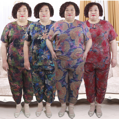 胖妈妈薄款T恤加肥大码两件套装