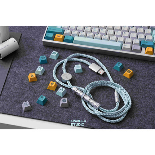 Tumbler studio X 耳机狐 复古进化联名航插线蒂芙尼色磁轴键盘线