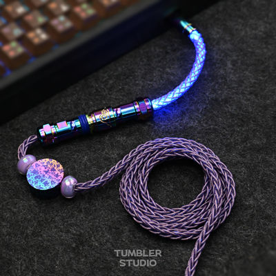 Tumbler studio万圣节紫色单晶铜航插线wootinng键盘线磁轴线