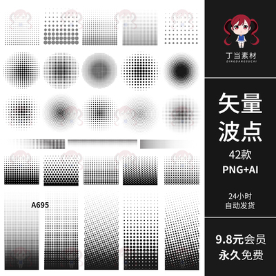 AI矢量波点图案图形后期叠加海报设计PNG免抠图片可商用美工素材